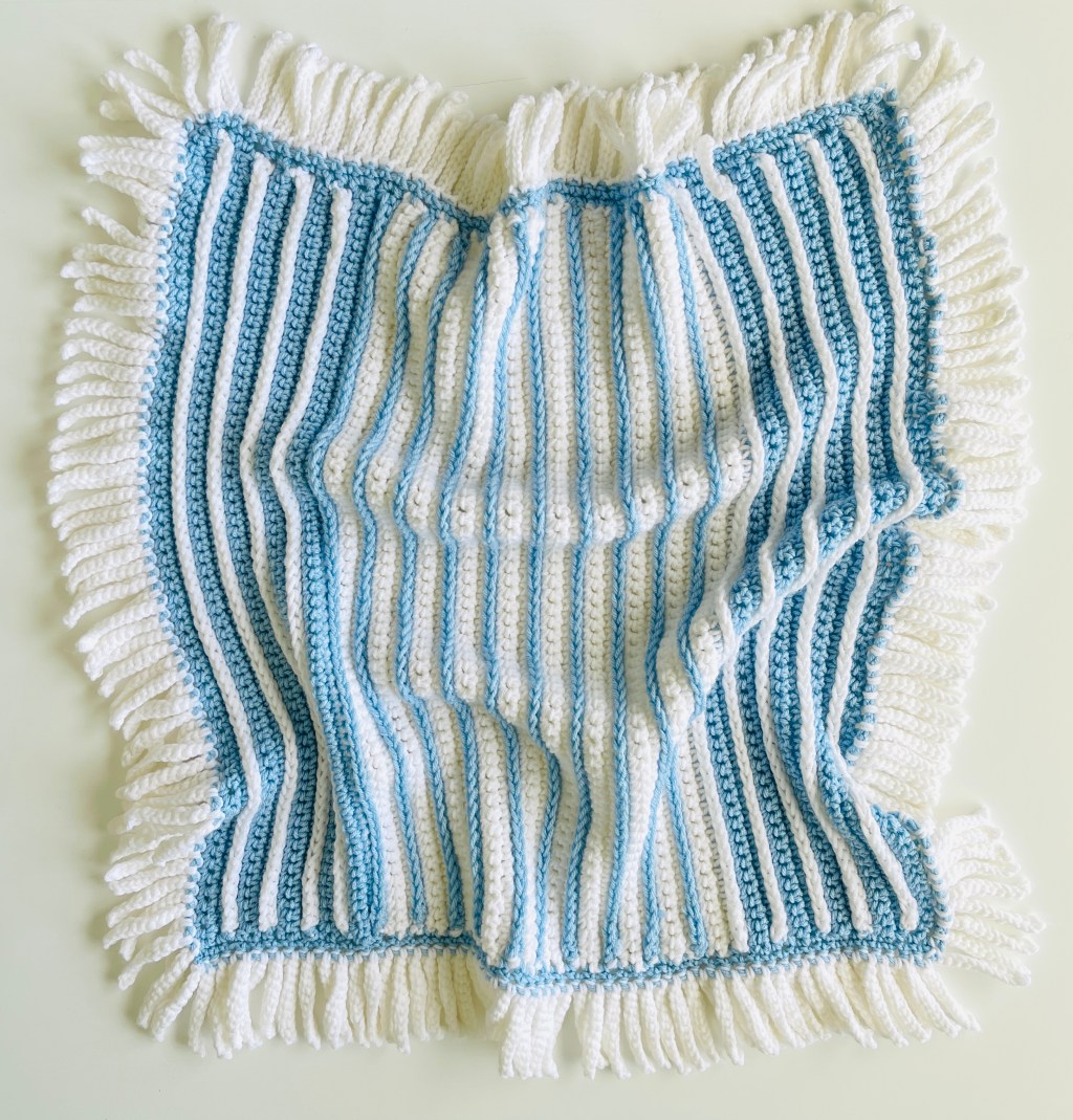 Crochet Baby Blue and White&nbsp;Stripes